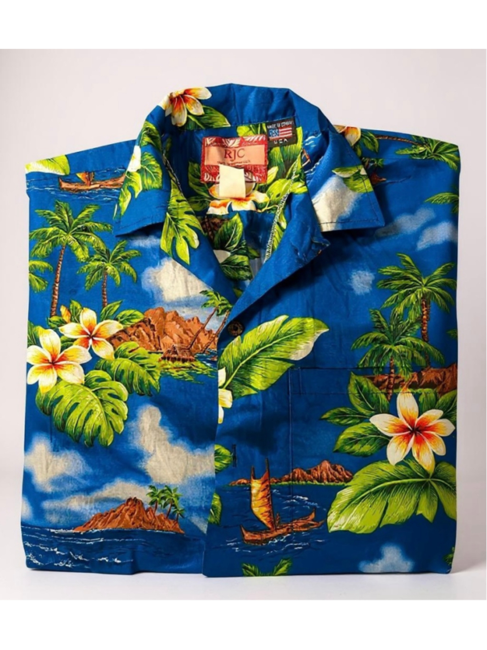RJC Hawaiian Shirt Men’s Size S Blue Floral Beach Tropical